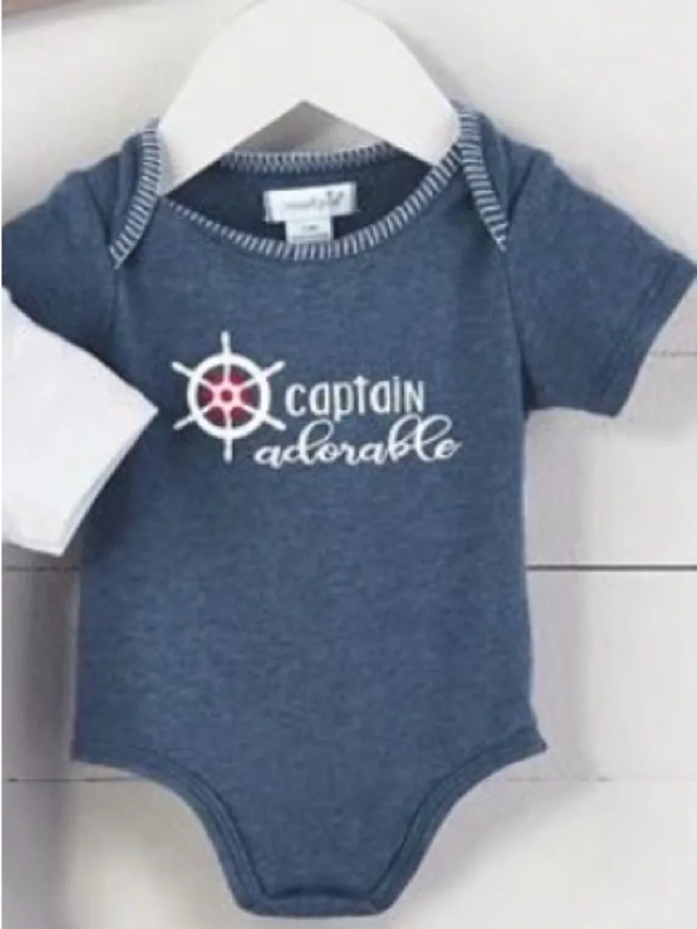 BNWT MUD PIE “CAPTAIN ADORABLE”NAUTICAL BLUE BABY ONESIE SIZE 0-6 MONTHS